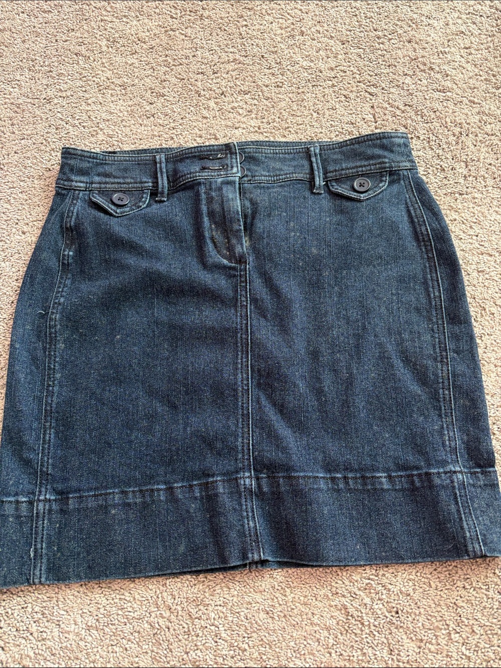 loft Dark Blue Denim A-Line Skirt